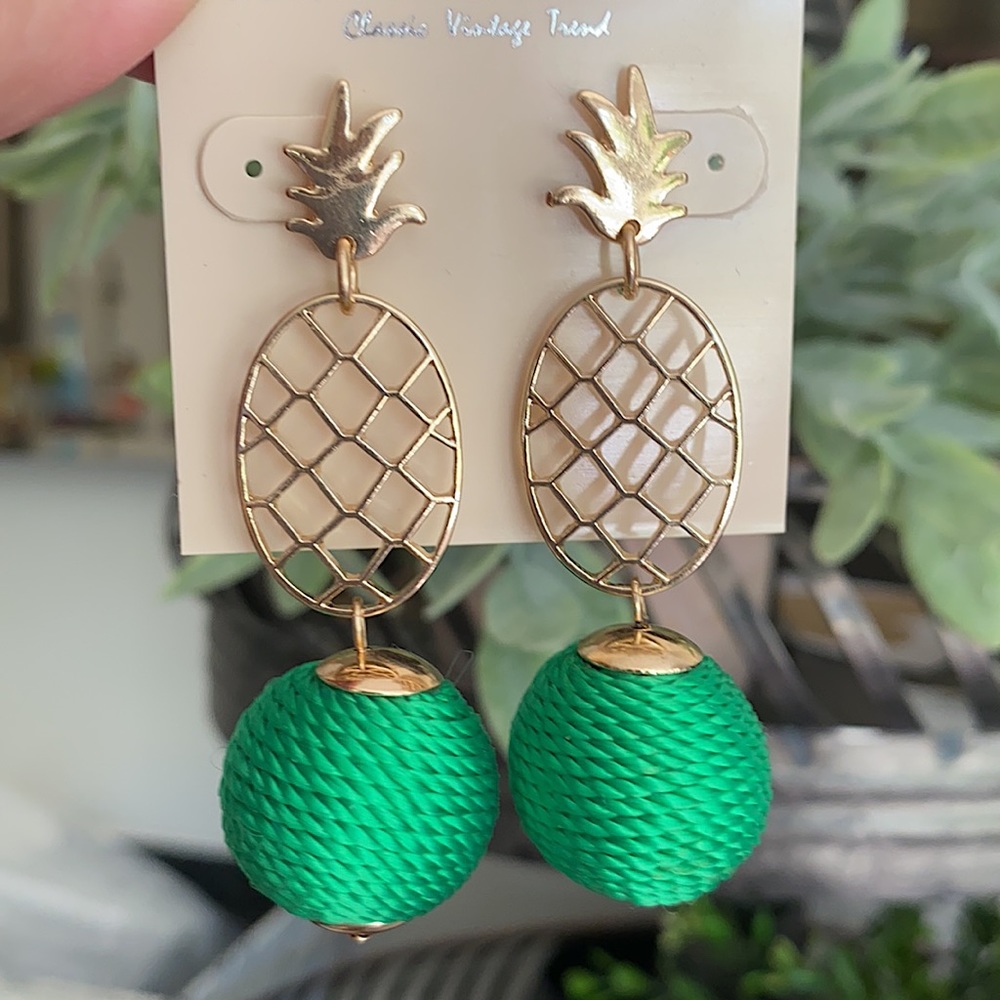 PREP OBSESSED Green Pineapple Earrings
